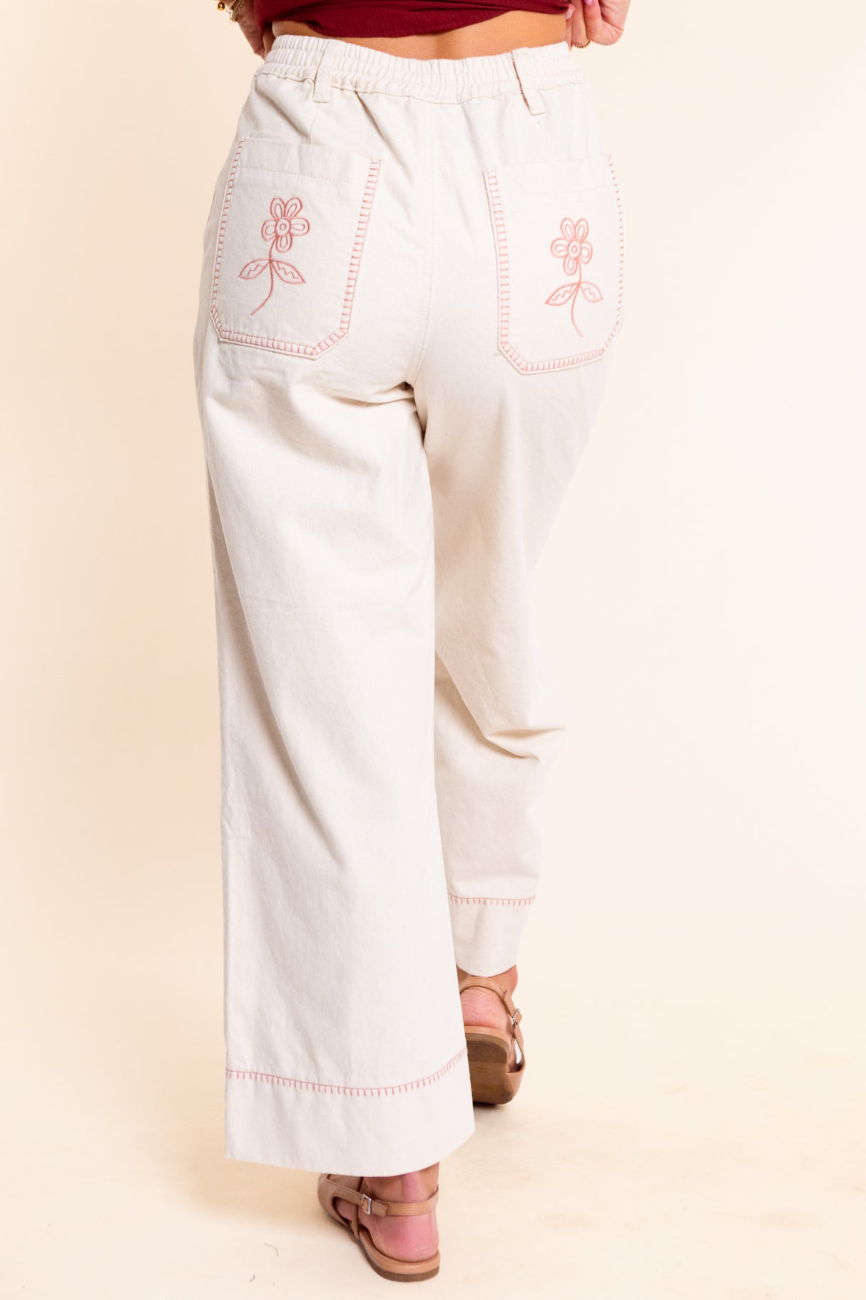 Blossom Trail Embroidered Wide Leg Pant
