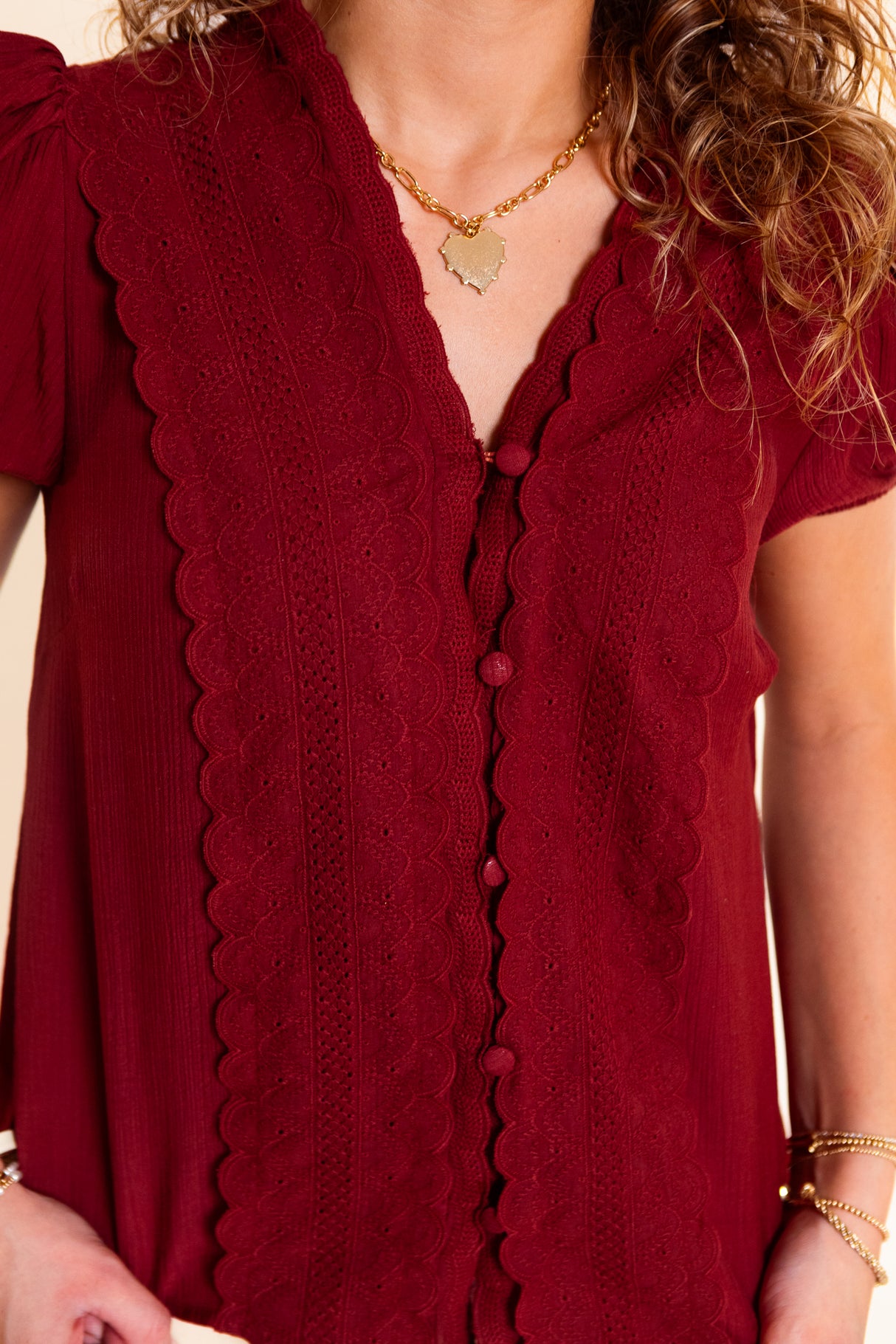 Wine Country Scalloped Blouse