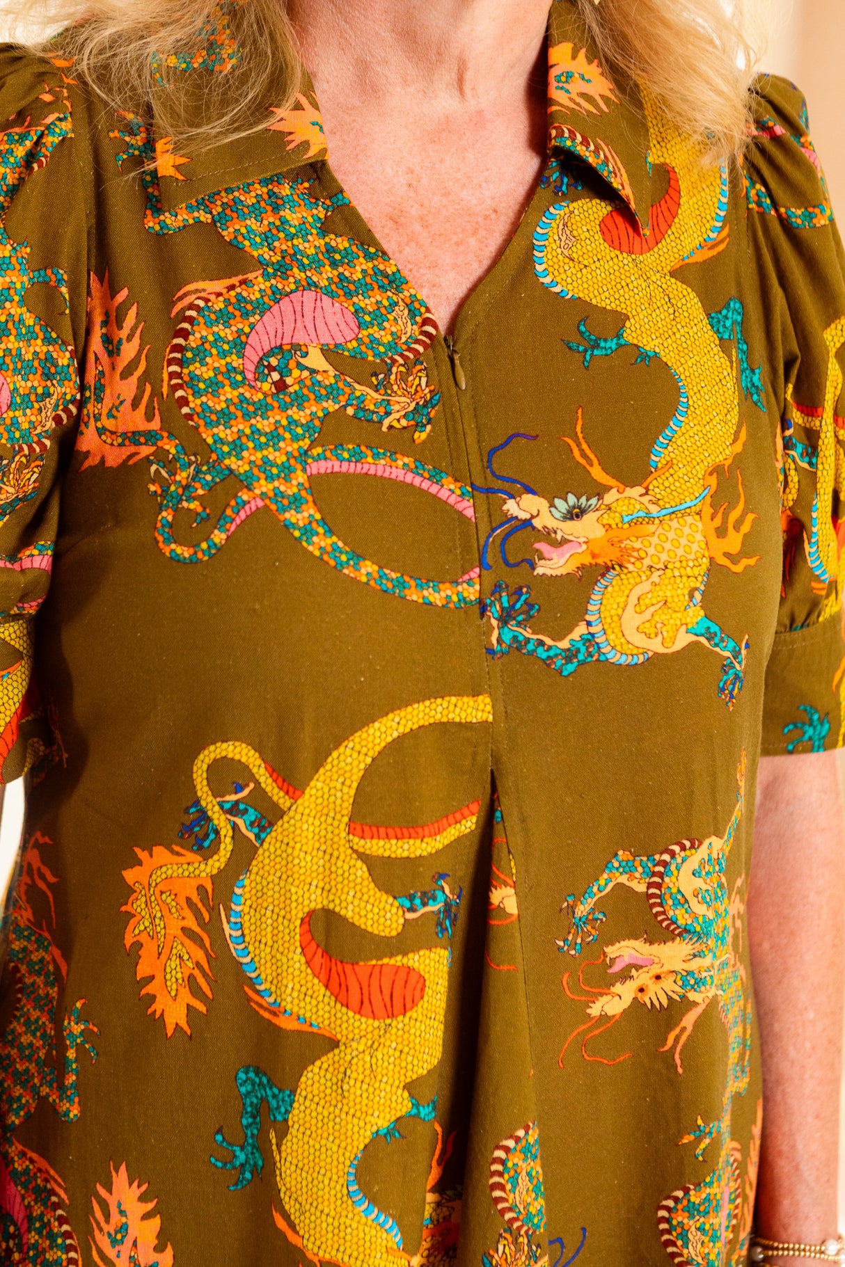Dizzy Lizzie | Montauk Olive Dragon Dress
