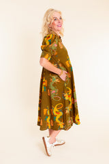 Dizzy Lizzie | Montauk Olive Dragon Dress