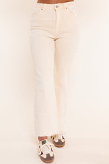 Madison's The Label | The Hadley Frayed Bootcut Jean - Cream Beige