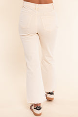 Madison's The Label | The Hadley Frayed Bootcut Jean - Cream Beige