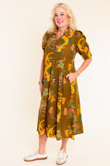 Dizzy Lizzie | Montauk Olive Dragon Dress