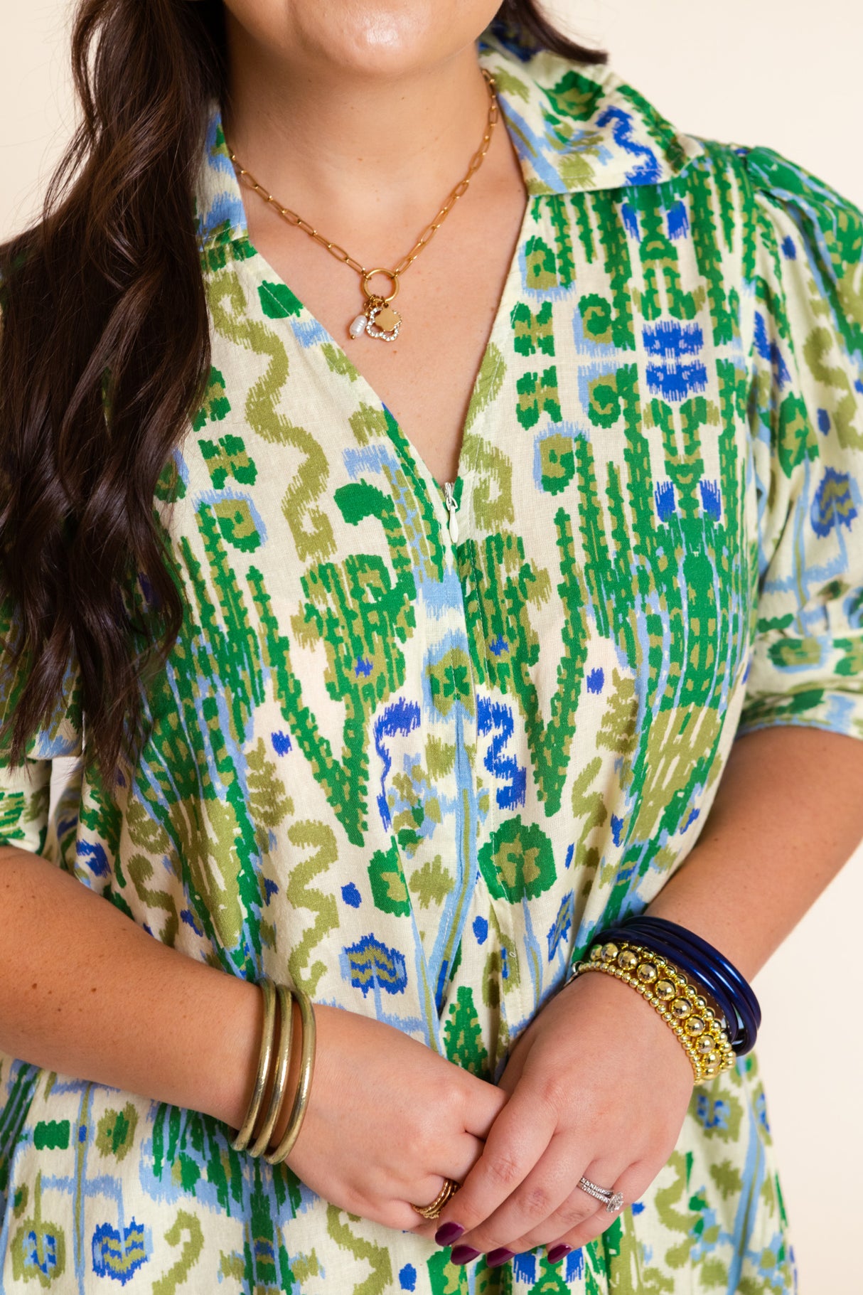 Dizzy Lizzie | Blue Green Montauk Ikat Dress