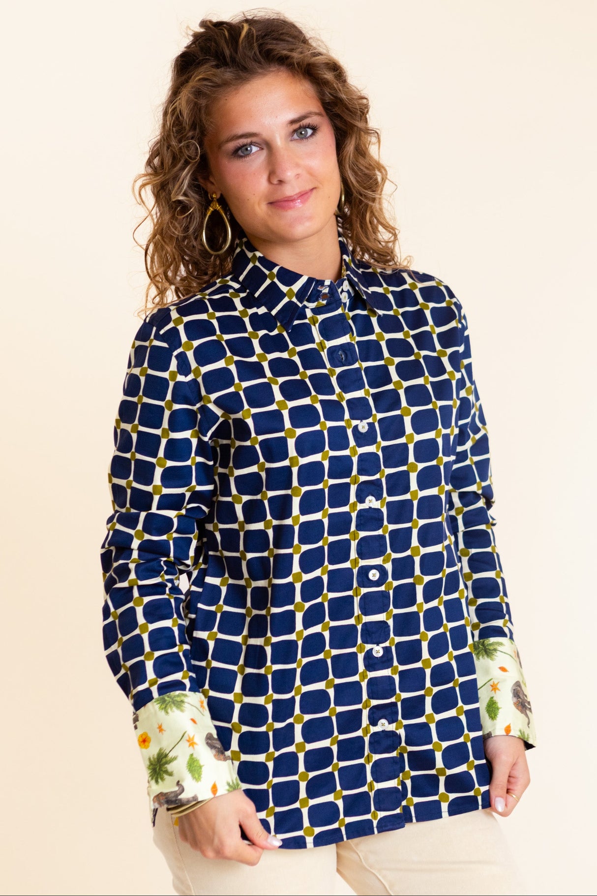 Dizzy Lizzie | Navy Grid Rome Shirt