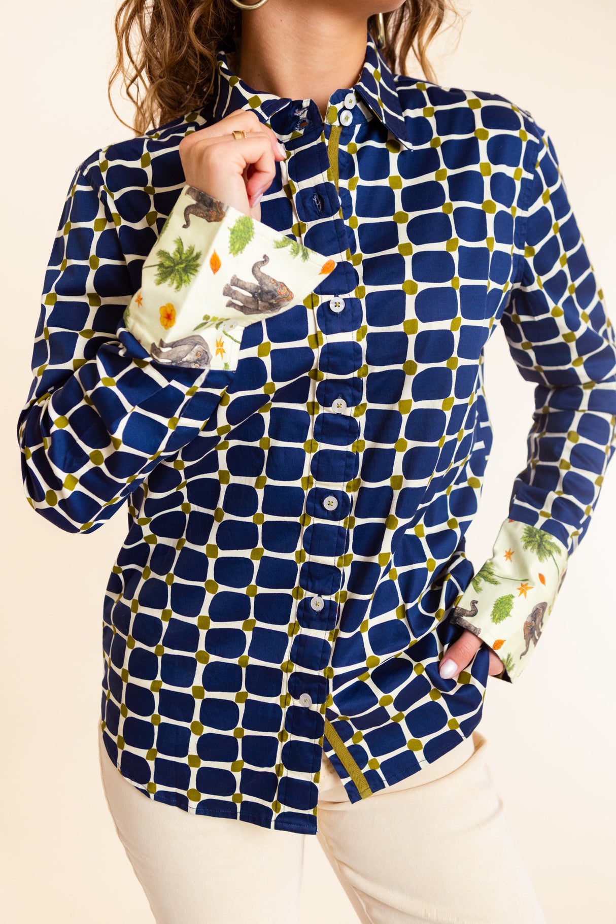 Dizzy Lizzie | Navy Grid Rome Shirt