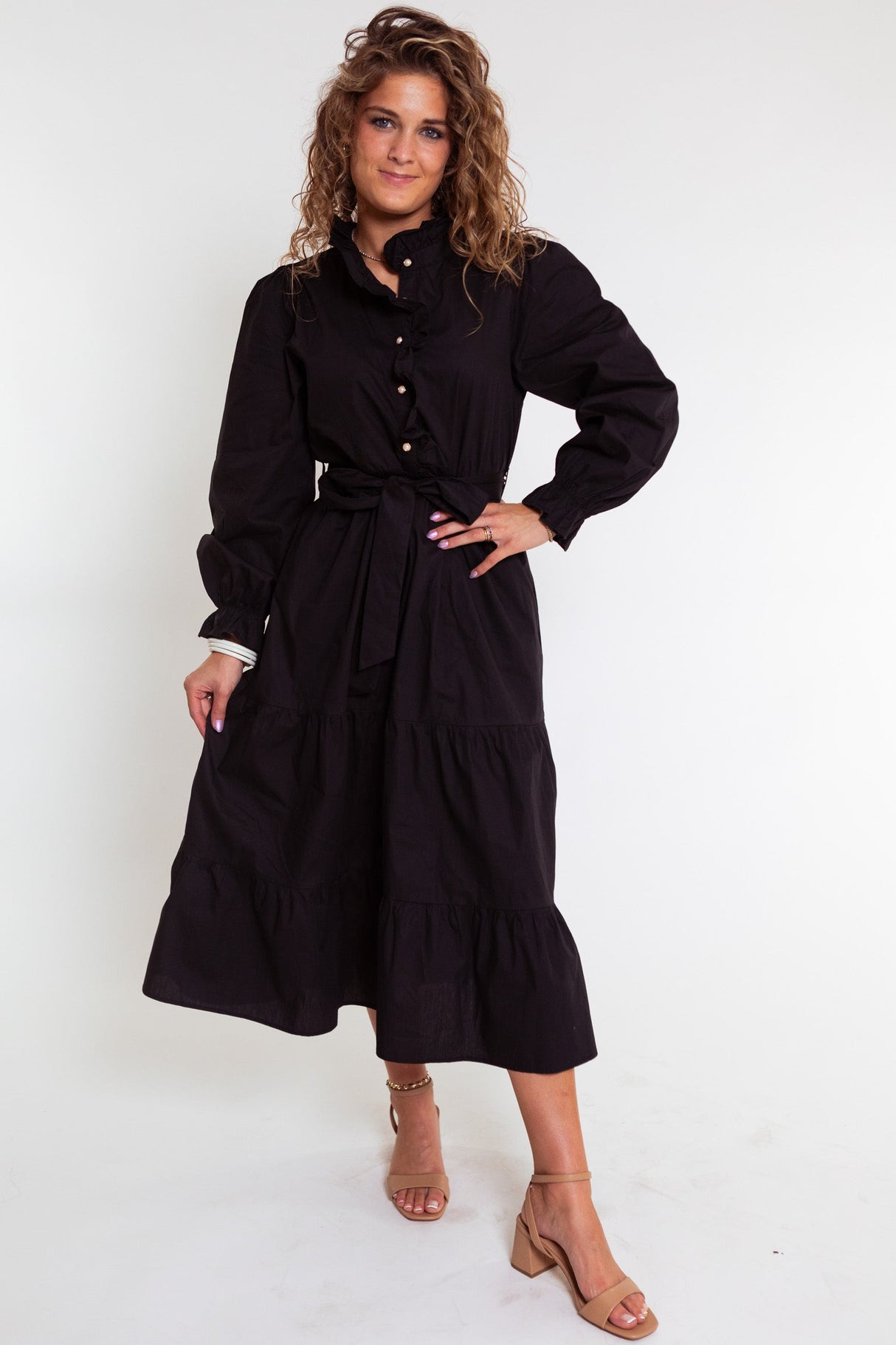 Victoria Pearl Button Midi Dress