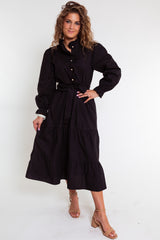 Victoria Pearl Button Midi Dress