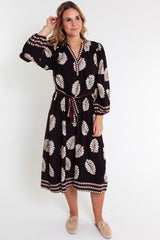 The Fallon Leaf Print Midi Dress