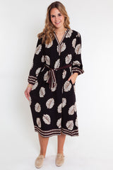 The Fallon Leaf Print Midi Dress