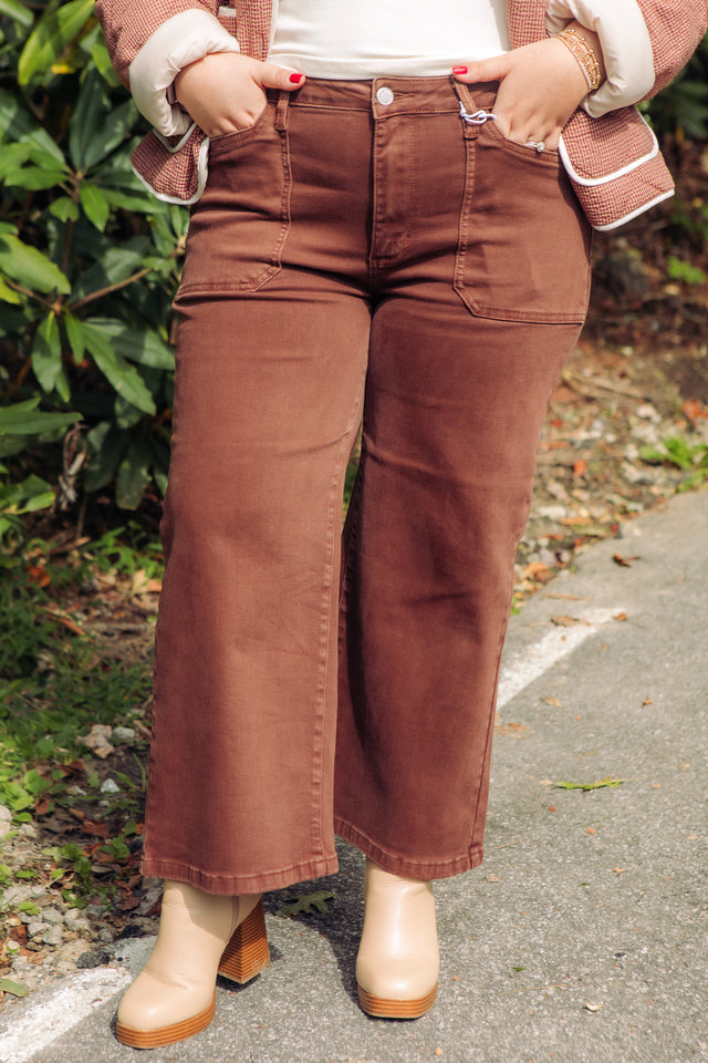Judy Blue | Mid Rise Wide Crop Utility Jeans