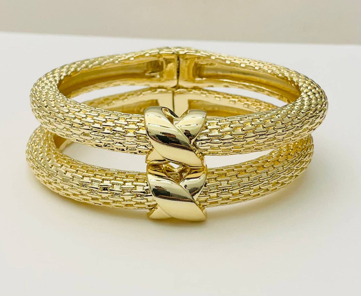 Two Forty Two | CHIC | Woven Hinged Bracelet - Gold