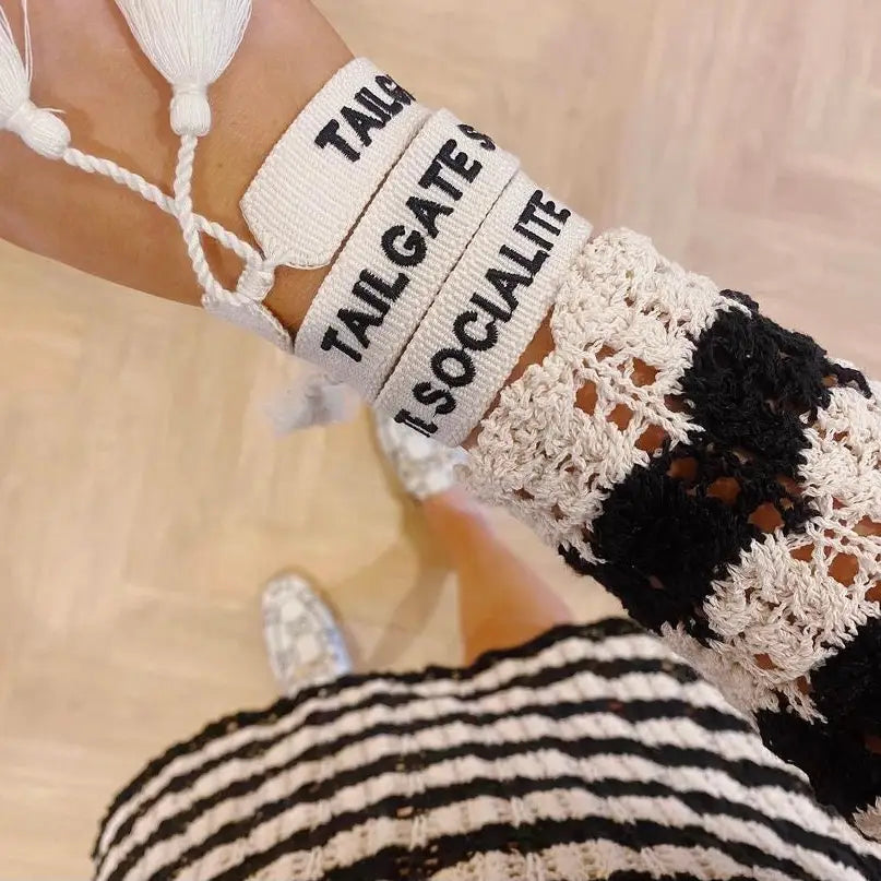 The Kenzie Collective | Tailgate Socialite Embroidered Tassel Bracelet Game Day