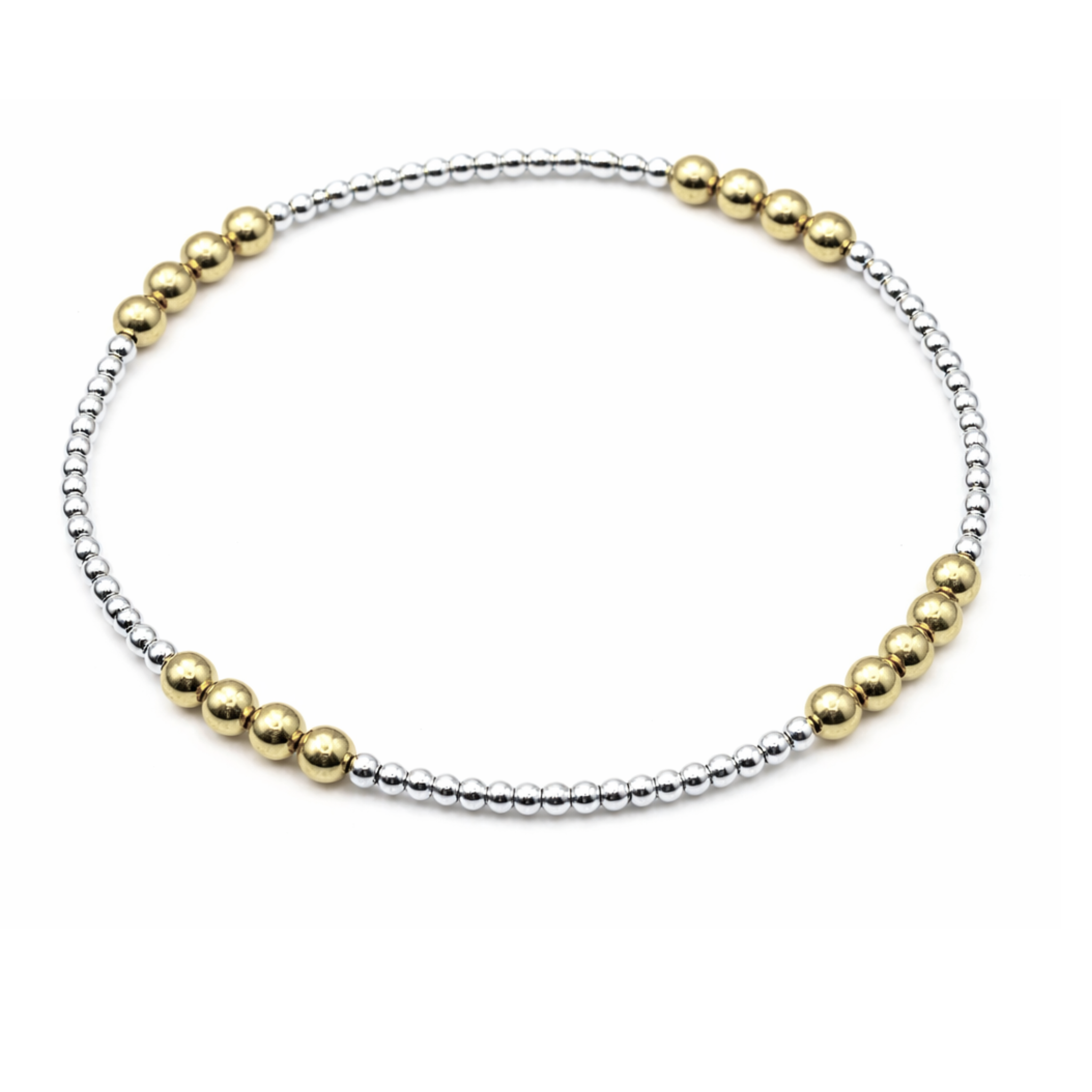 The Hamptons Mix 2x4 Sterling Silver and 14k Gold-Filled Beaded Bracelet: 6.5"
