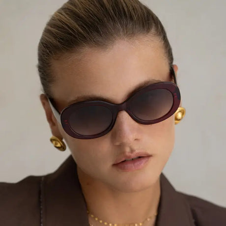 Freyrs | Aria Acetate Womens Oval Sunglasses-Dark Cherry