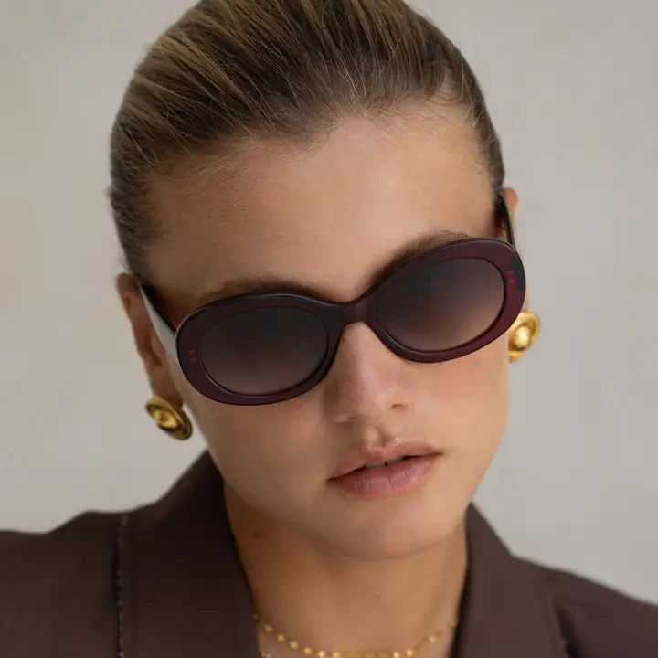 Freyrs | Aria Acetate Womens Oval Sunglasses-Dark Cherry