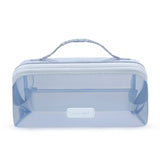 Case-Mate | Jelly Cosmetic Bag – Waterproof Lay-Flat Makeup Bag - Carolina Blue Crochet Wave