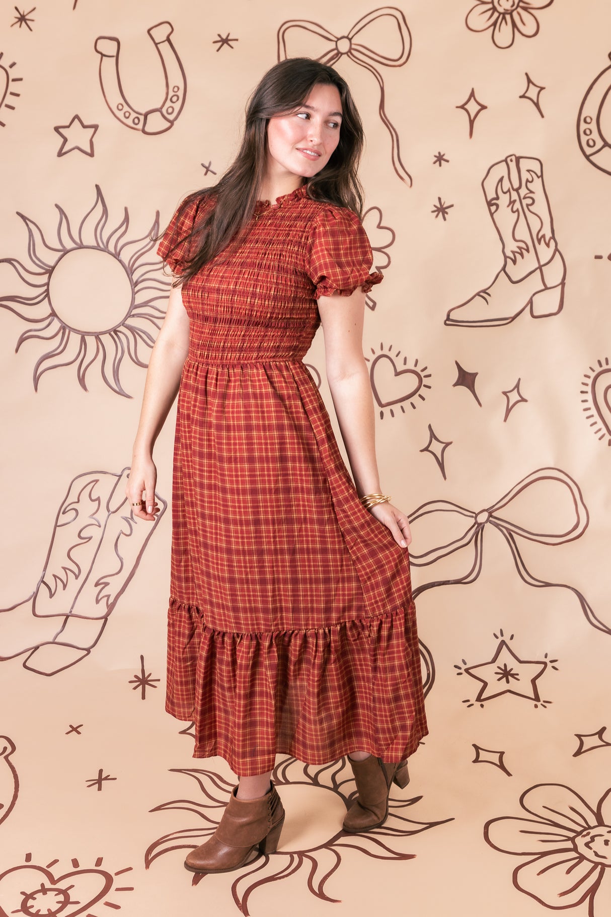 The Plaid and Poise Midi Dress