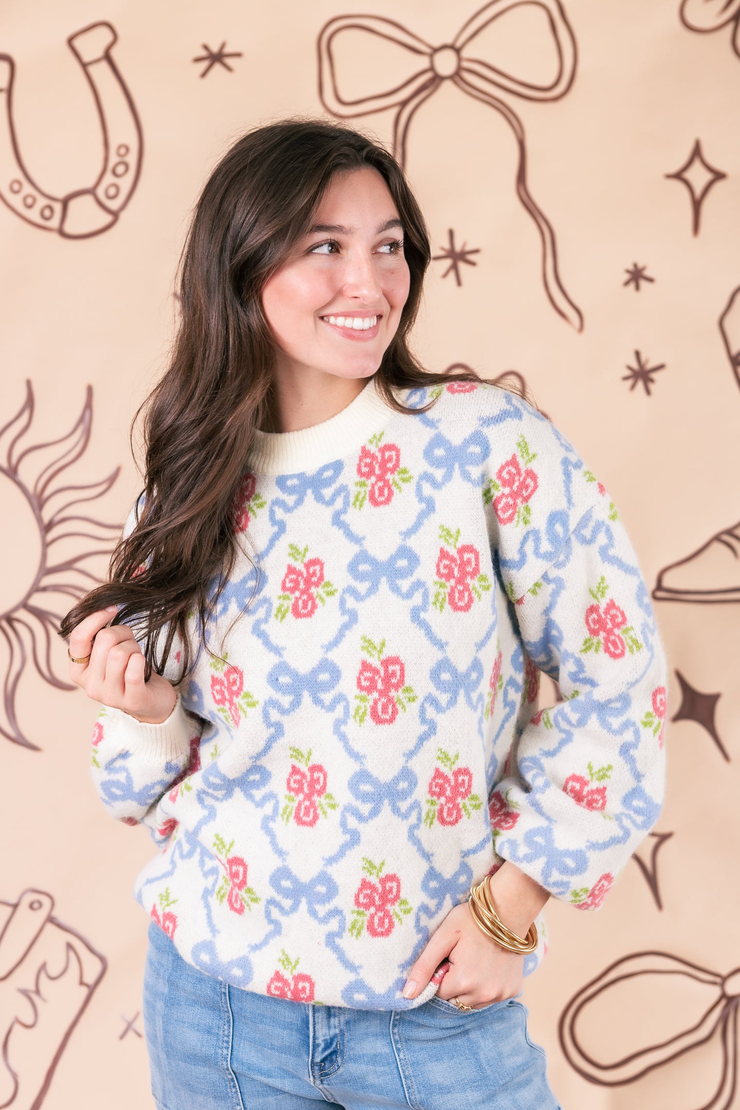 The Anna Floral Bow Sweater