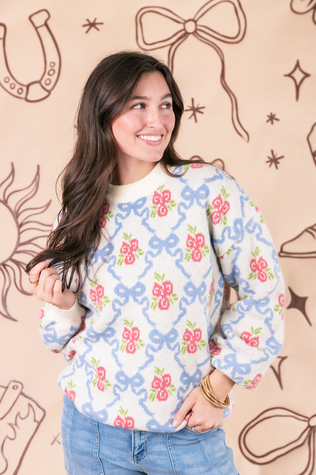 The Anna Floral Bow Sweater