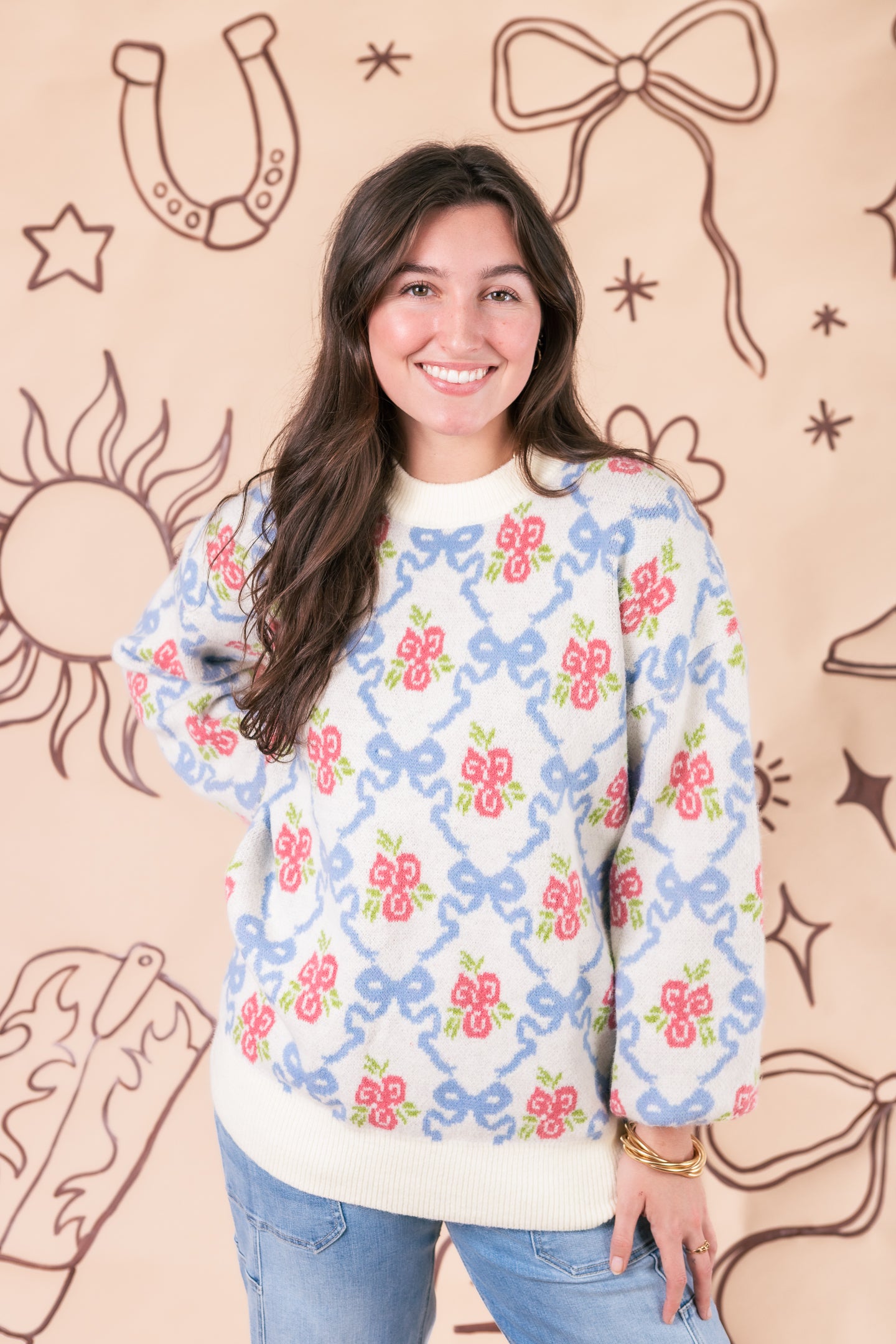 The Anna Floral Bow Sweater