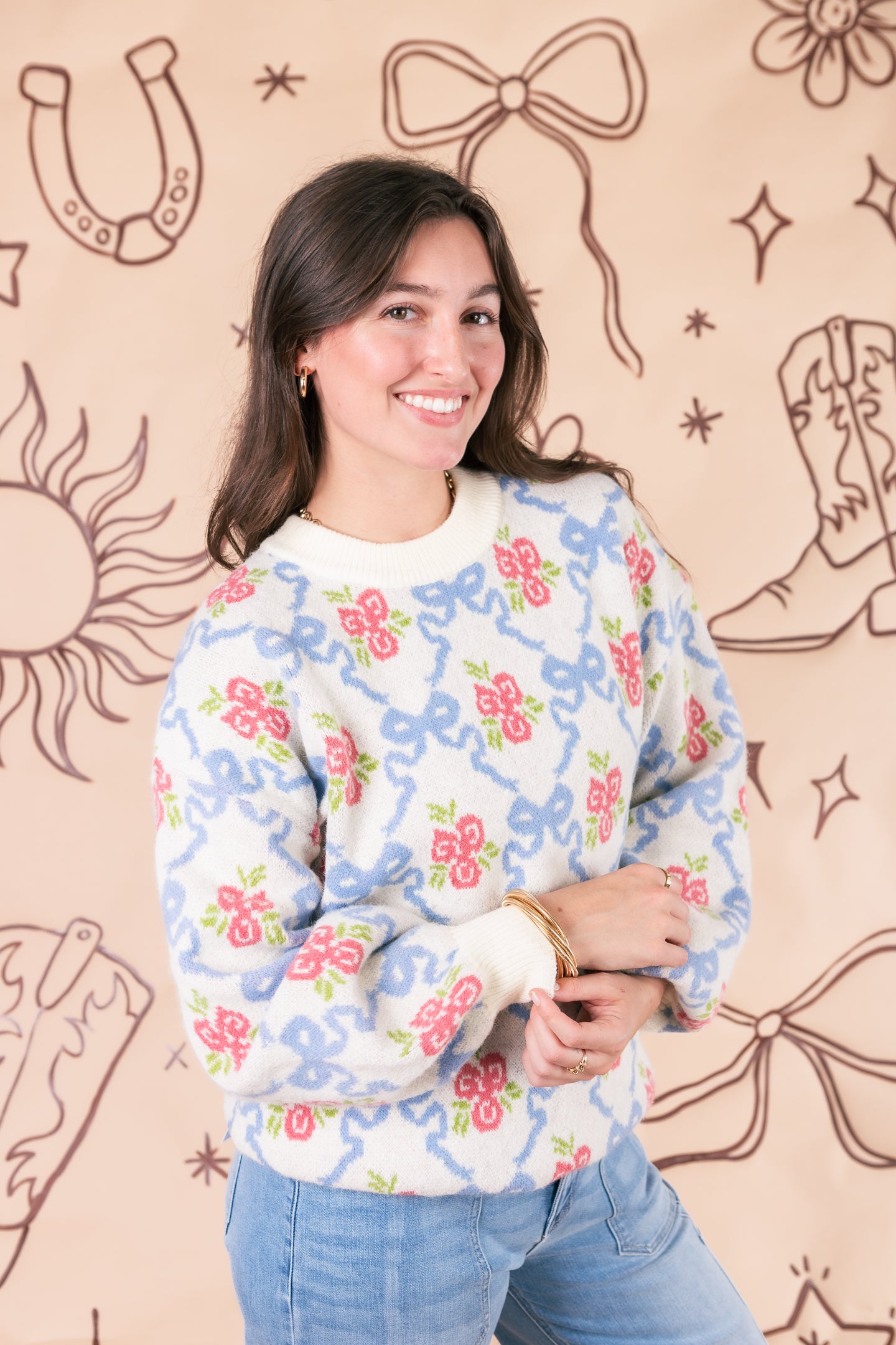 The Anna Floral Bow Sweater