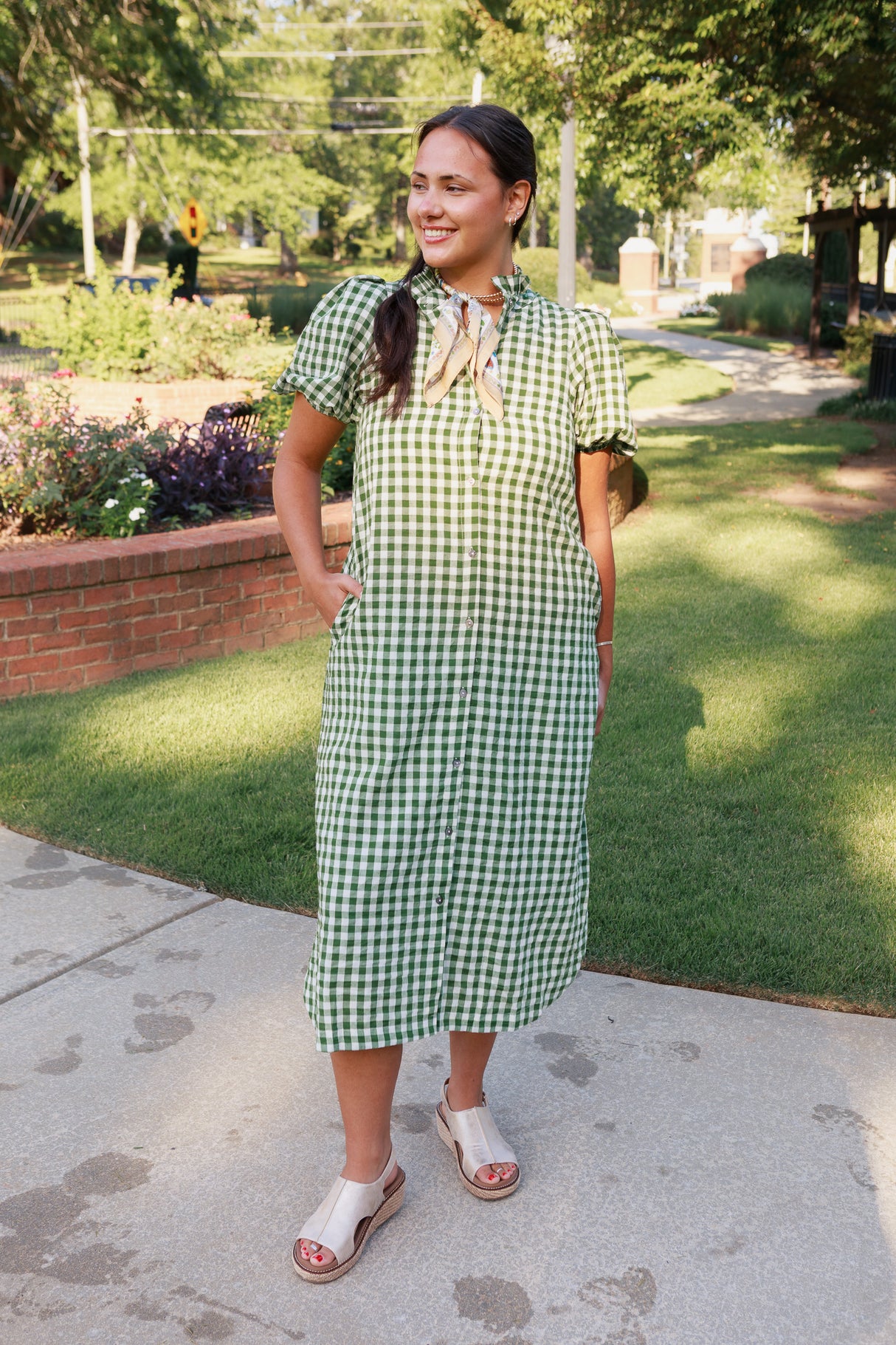 Camellia Check Midi Dress