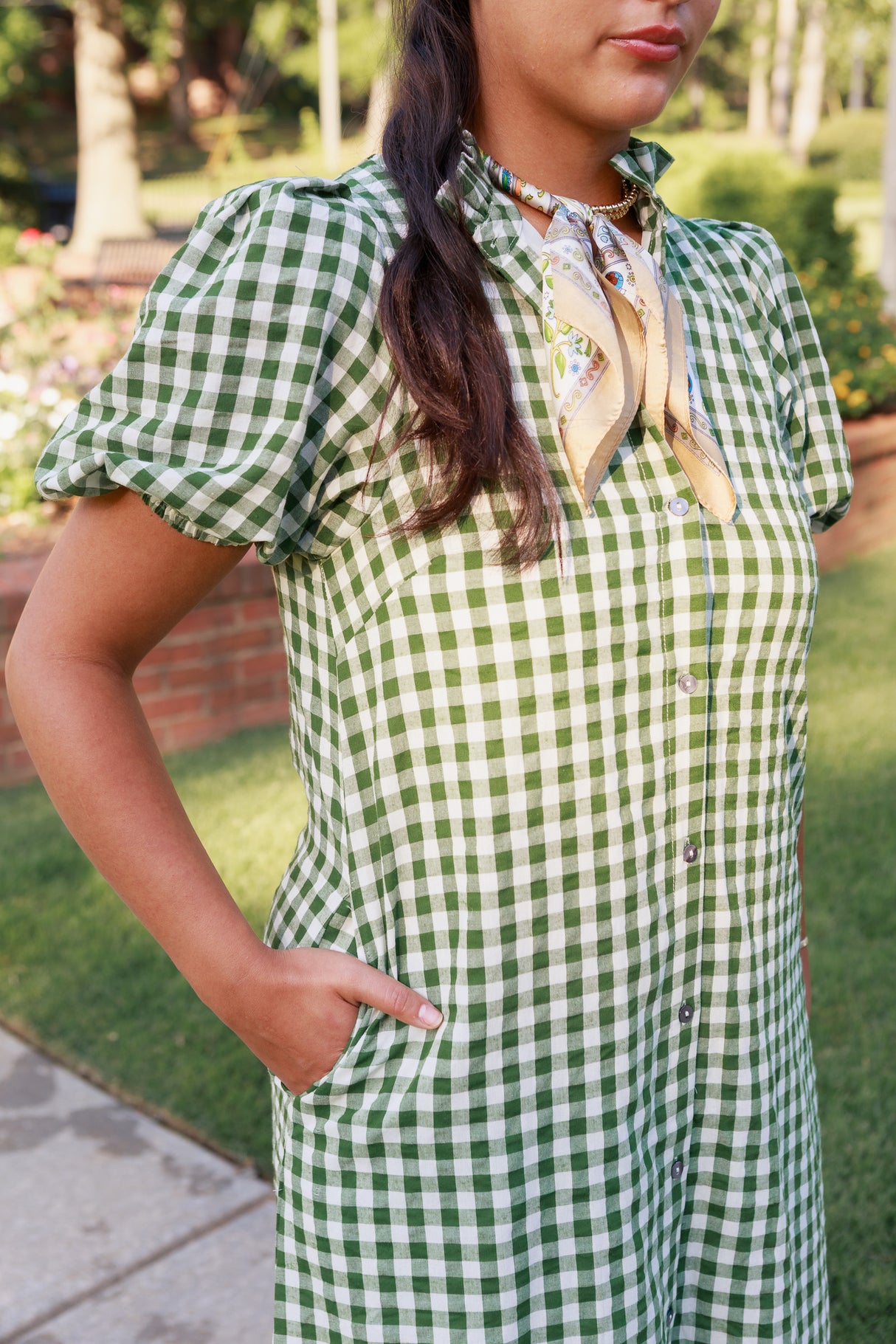 Camellia Check Midi Dress