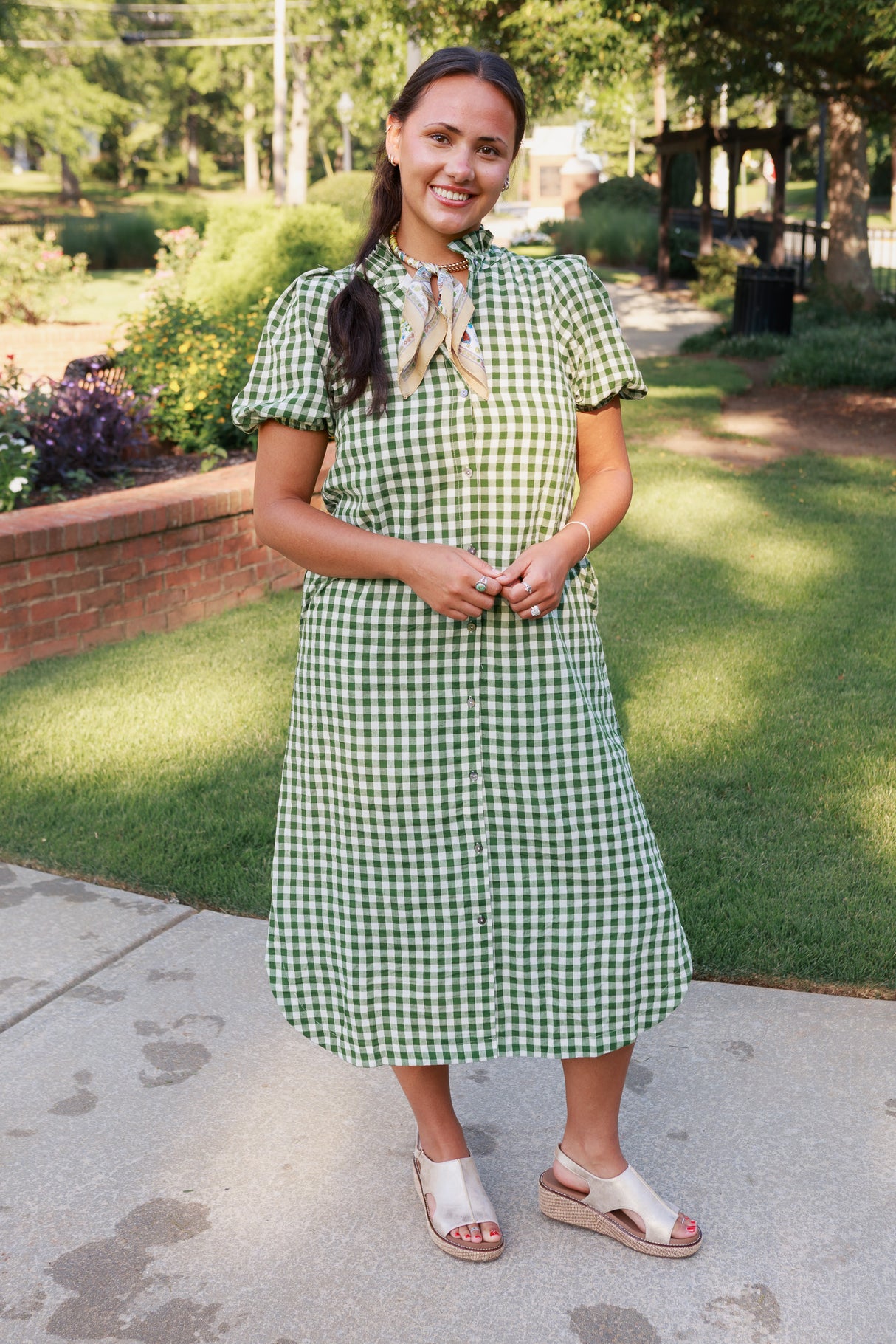 Camellia Check Midi Dress