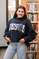 Jesus Embroidered Mock Neck Sweater