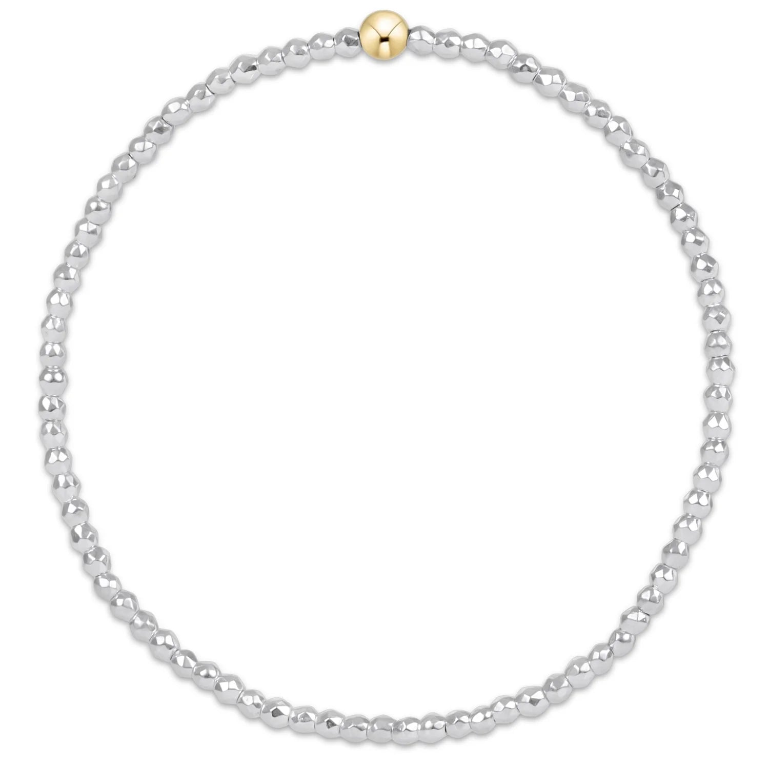 Enewton | Bright Silver Faceted Hematite 2mm Bead Bracelet