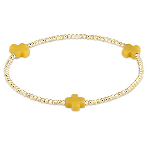 Enewton | Signature Cross Gold Pattern 2mm Bead Bracelet - Canary