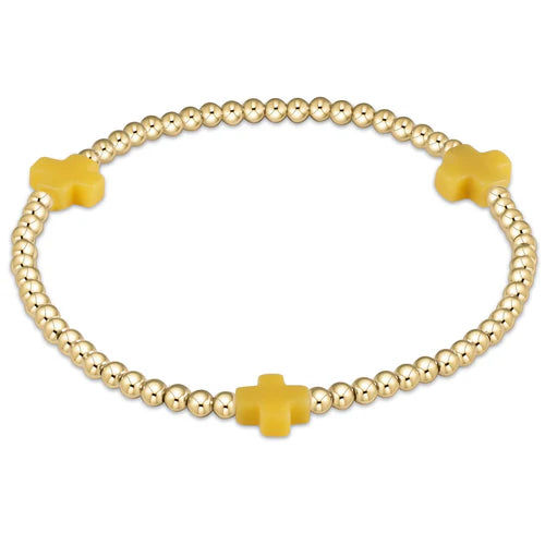 Enewton | Signature Cross Gold Pattern 3mm Bead Bracelet - Canary