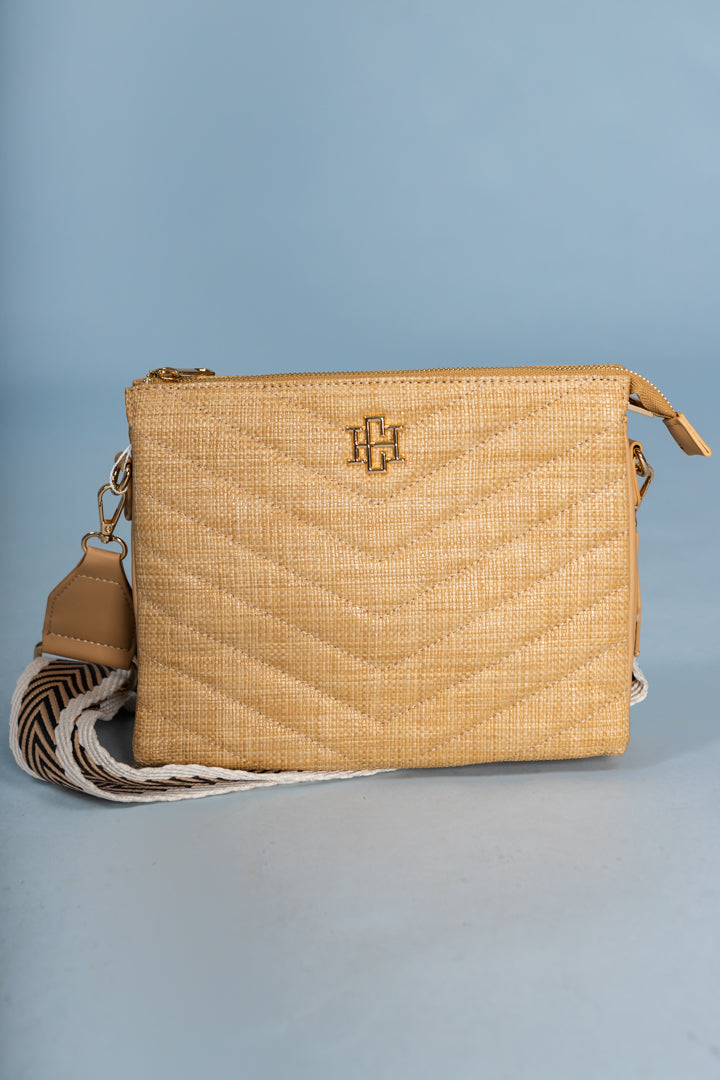 Caroline Hill | Ariana Crossbody - Natural V Quilted