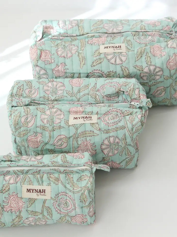 Mint Floral Travel / Make Up Organizer