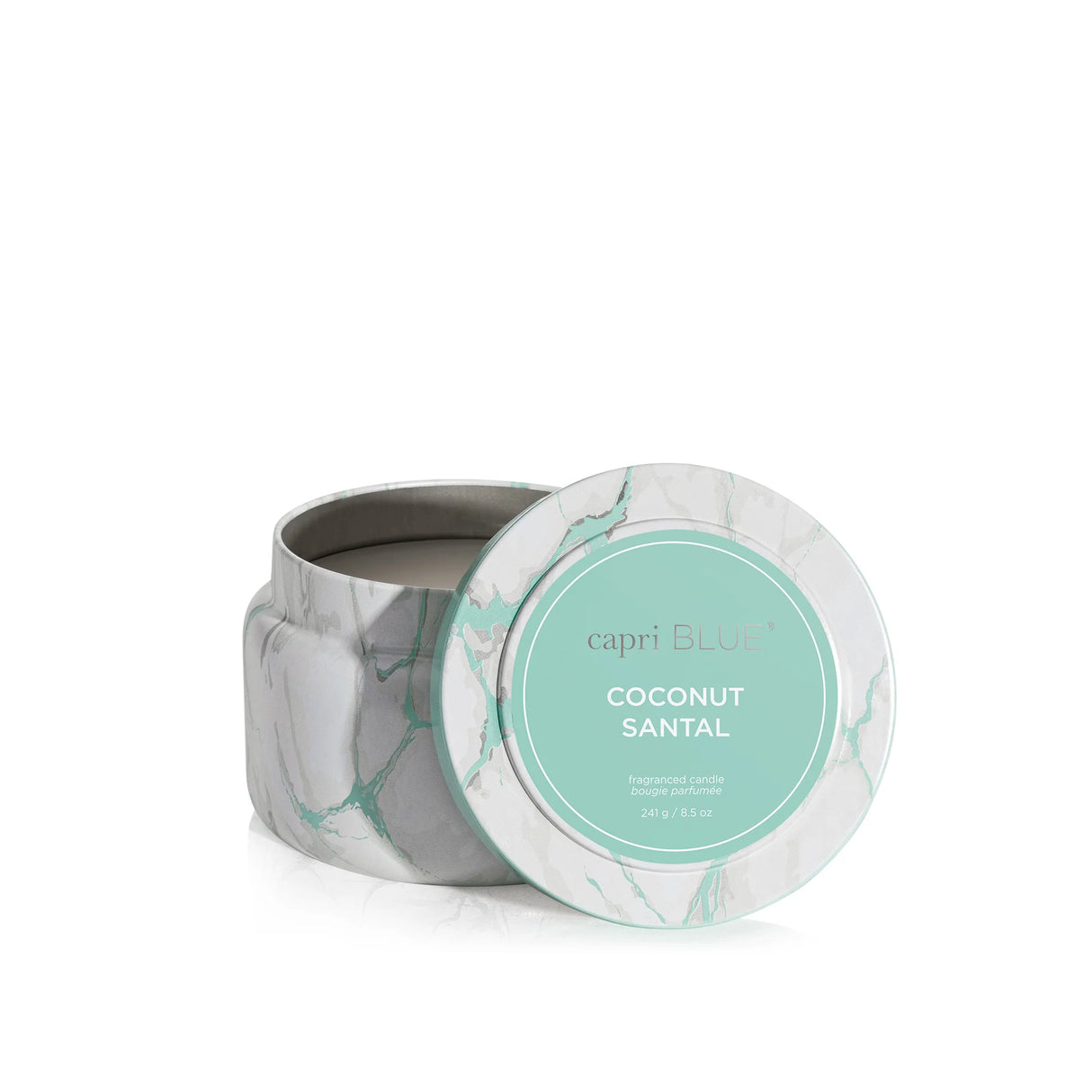 Capri Blue | Coconut Santal Modern Marble Printed Travel Tin Candle, 8.5oz