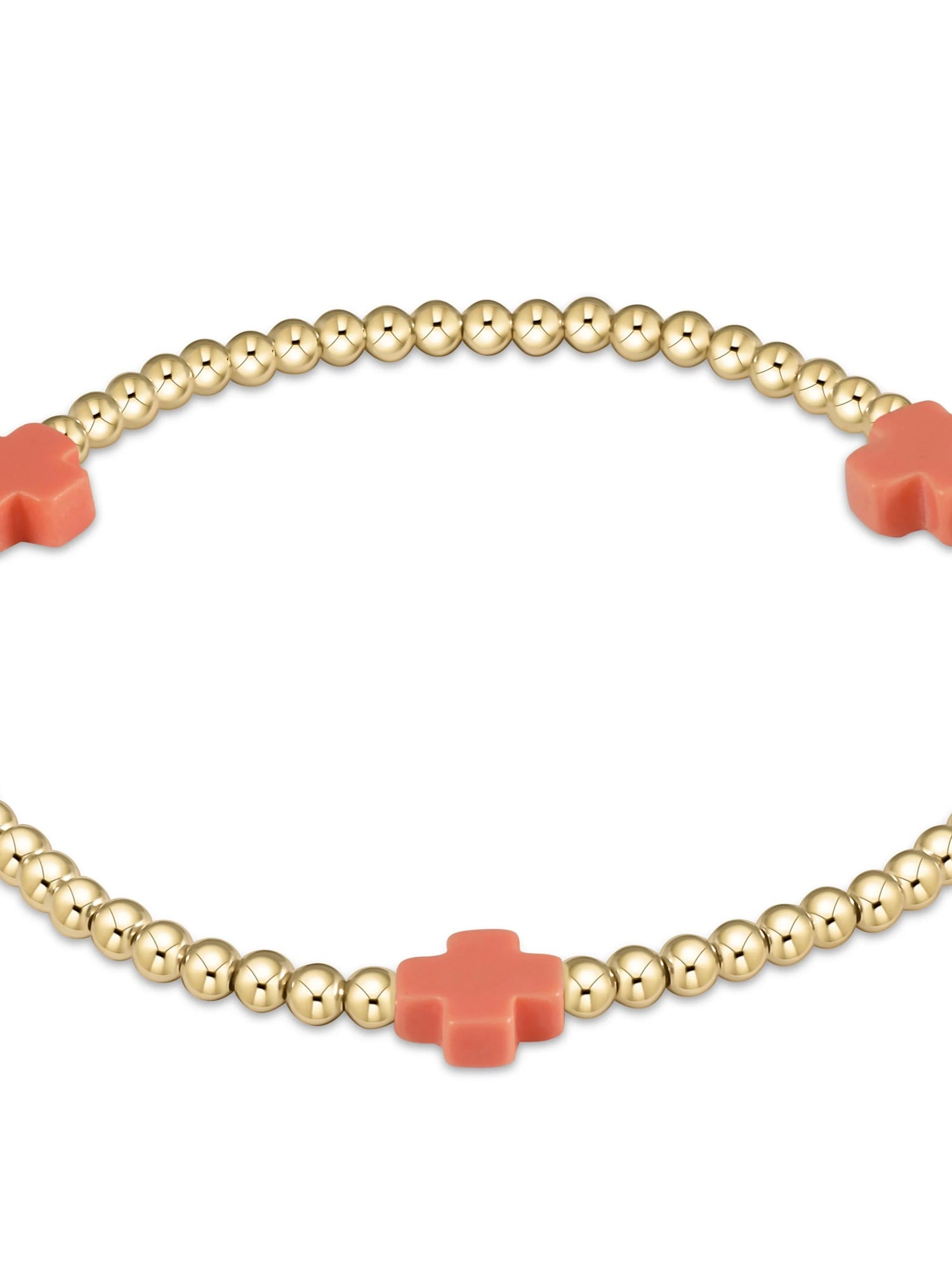 Enewton | Signature Cross Gold Pattern 3mm Bead Bracelet - Coral
