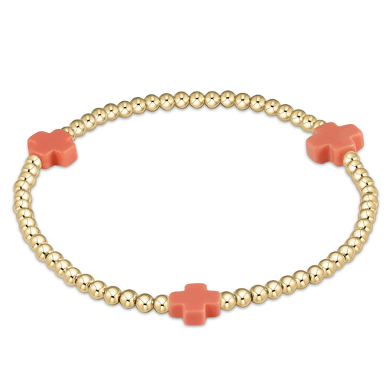 Enewton | Signature Cross Gold Pattern 3mm Bead Bracelet - Coral