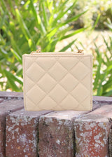 Caroline Hill | Monica Double Zip Wallet - Cream Quilted