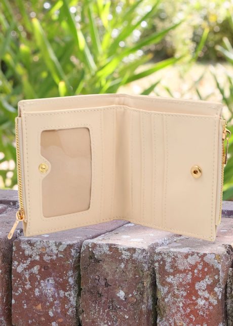 Caroline Hill | Monica Double Zip Wallet - Cream Quilted