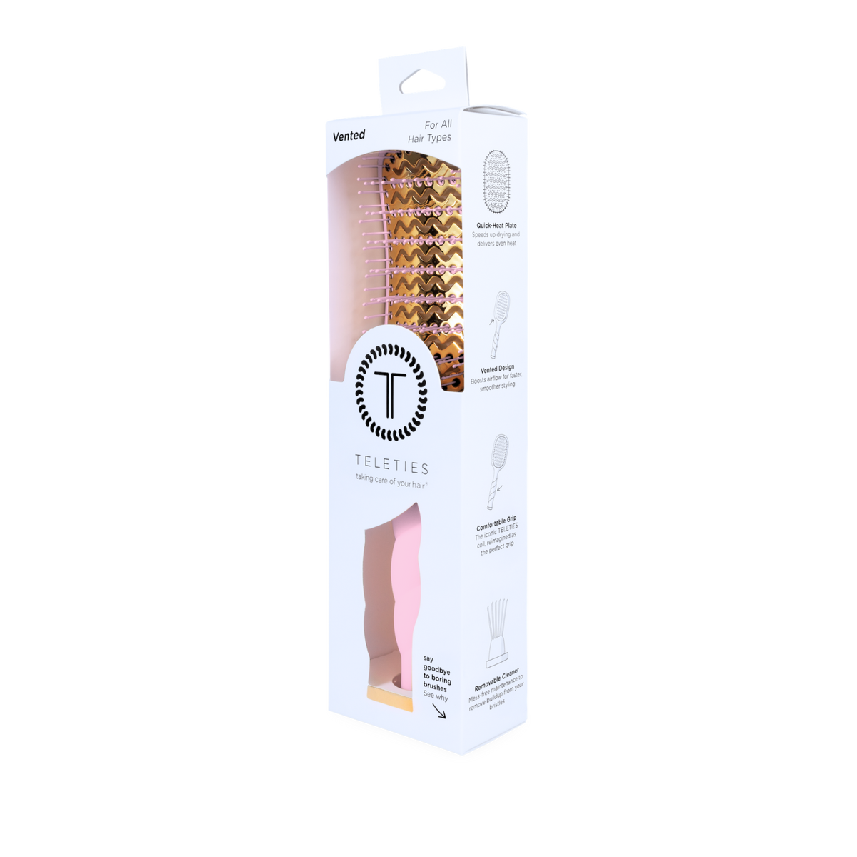 Teleties | Vented Brush | Full Size | Bubblegum Pink