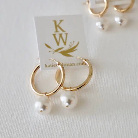 Katie Waltman | Audrey Gold Filled Pearl Hoop Earrings