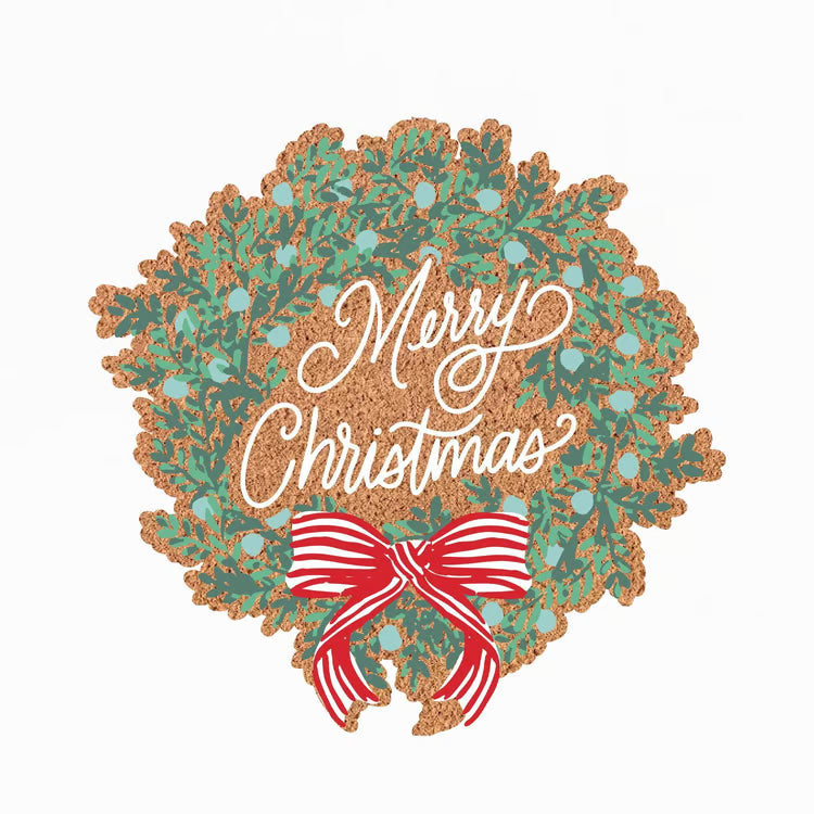 Mary Square | Door Mat - Wreath Merry Christmas