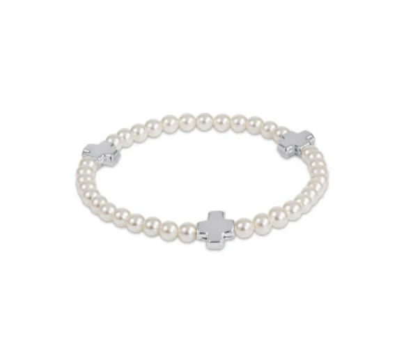 Enewton | Signature Cross Pearl Pattern 4mm Bead Bracelet - Sterling