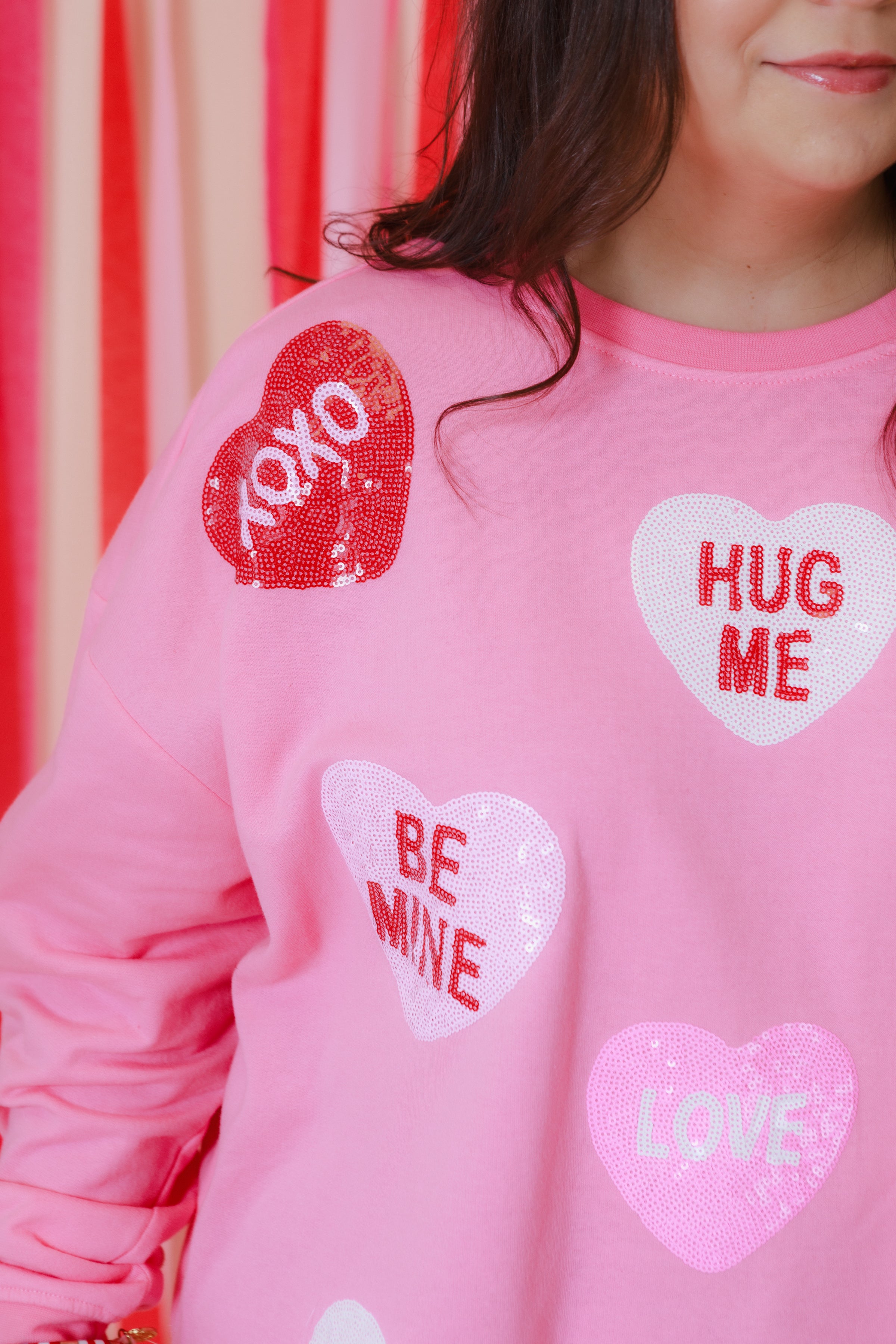 Mudpie | Pink Valentine's Sparkle Sweatshirt