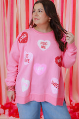 Mudpie | Pink Valentine's Sparkle Sweatshirt