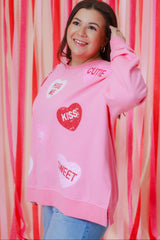 Mudpie | Pink Valentine's Sparkle Sweatshirt