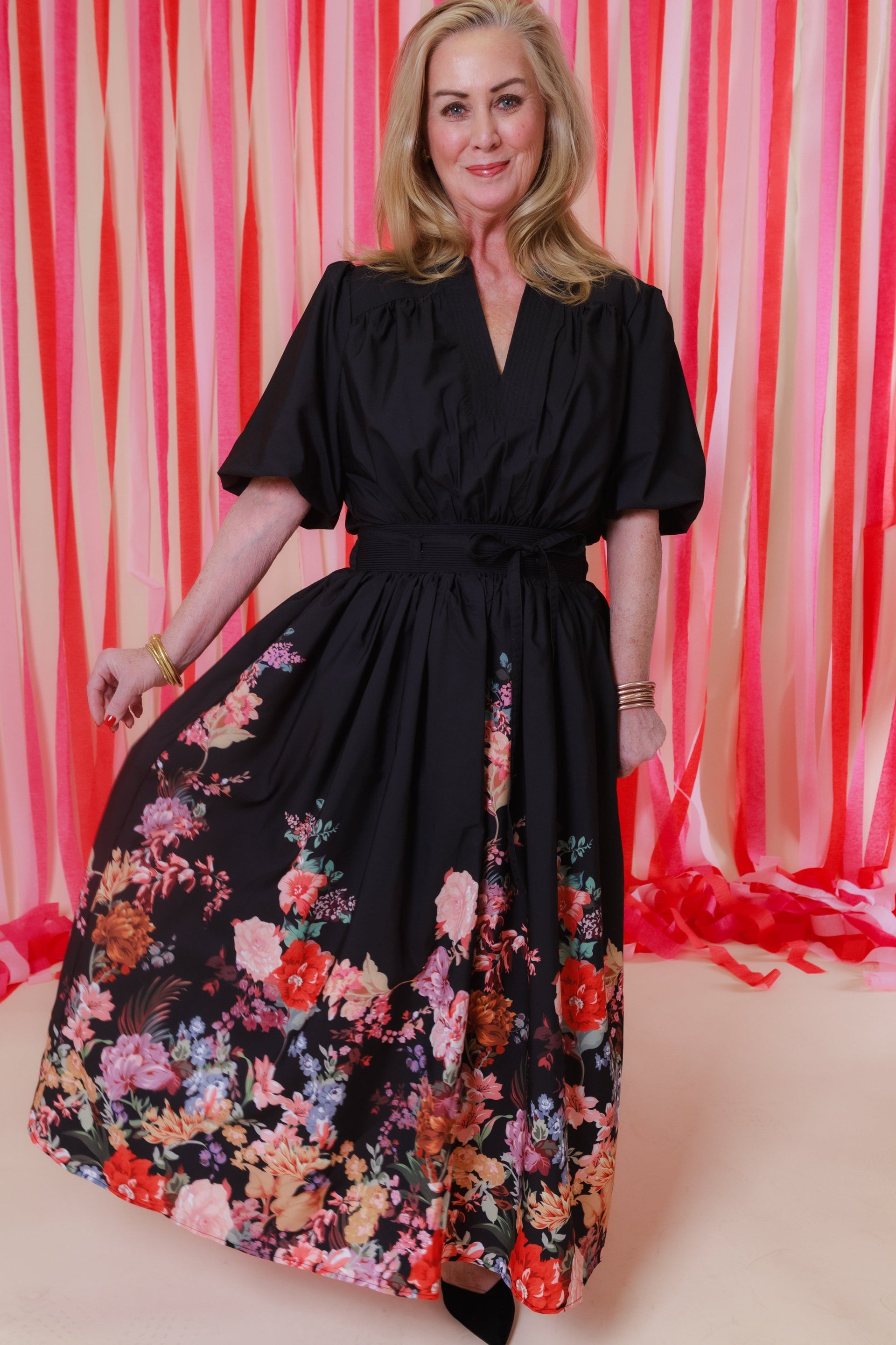 The Amy Belle Midi Dress Black Multi / Small