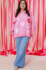 Mudpie | Pink Valentine's Sparkle Sweatshirt