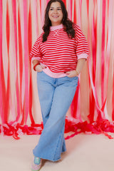 The Mock Neck Stripe Sweatshirt